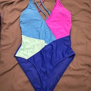 Strappy bathing suit one piece